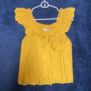 Zara TRF Yellow Eyelet Tank Top